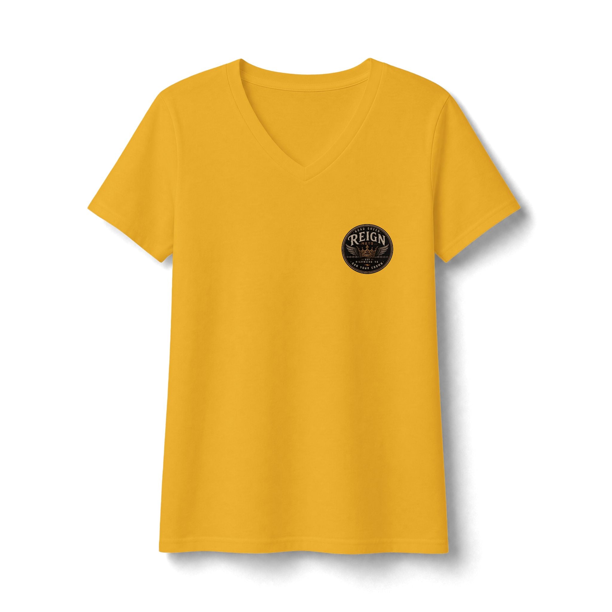 Reign Vintage Seal V-Neck Tee — Women's Inspirational Graphic Shirt