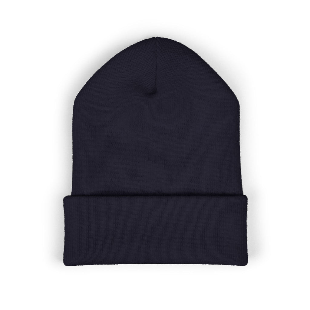 Embroidered "Reign" Cuffed Beanie — Gold Logo Knit Hat