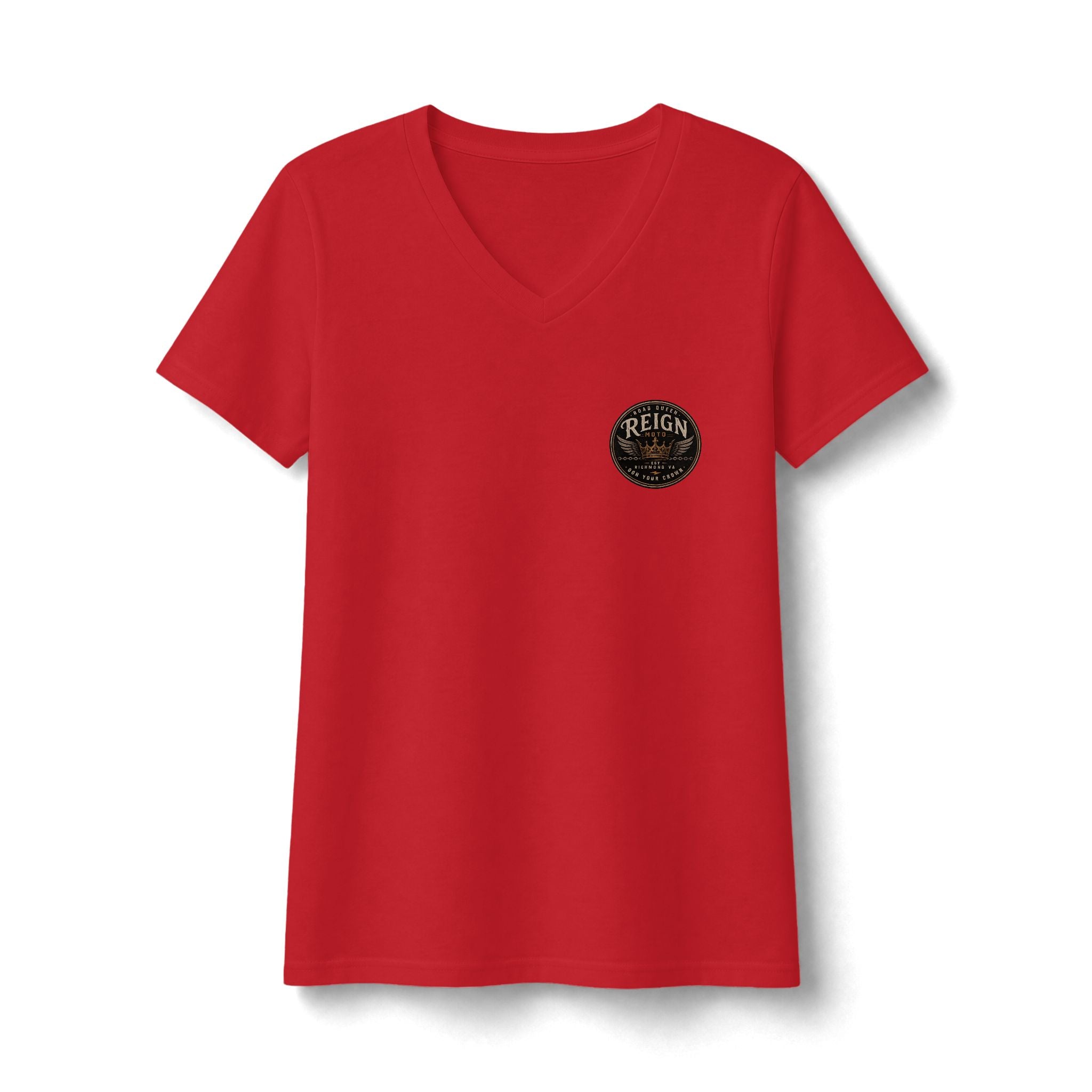 Reign Vintage Seal V-Neck Tee — Women's Inspirational Graphic Shirt