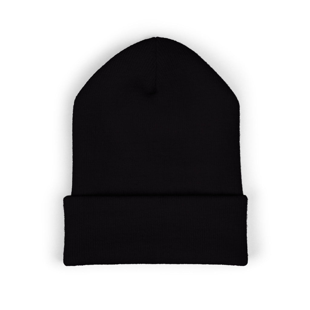 Embroidered "Reign" Cuffed Beanie — Gold Logo Knit Hat