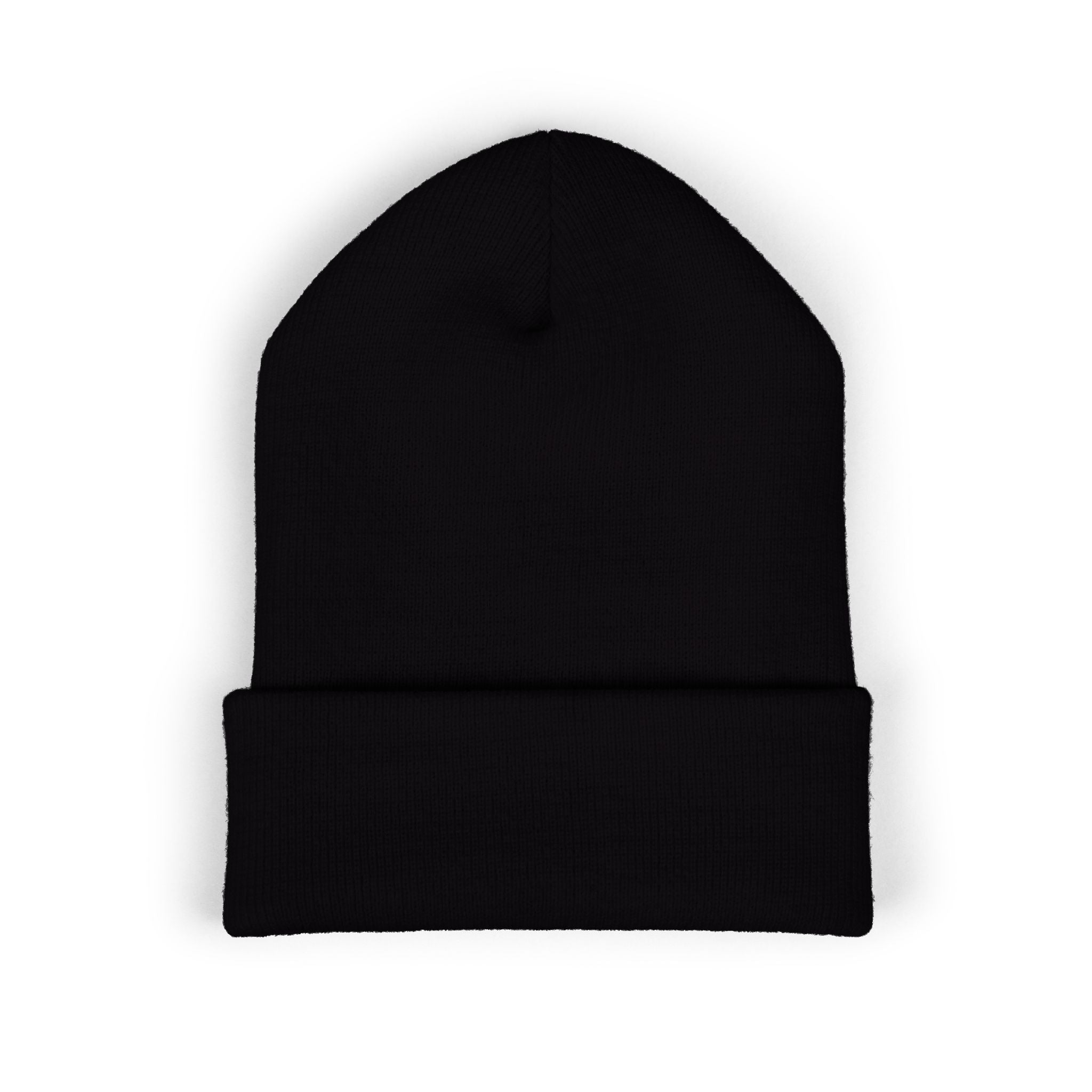 Embroidered "Reign" Cuffed Beanie — Gold Logo Knit Hat