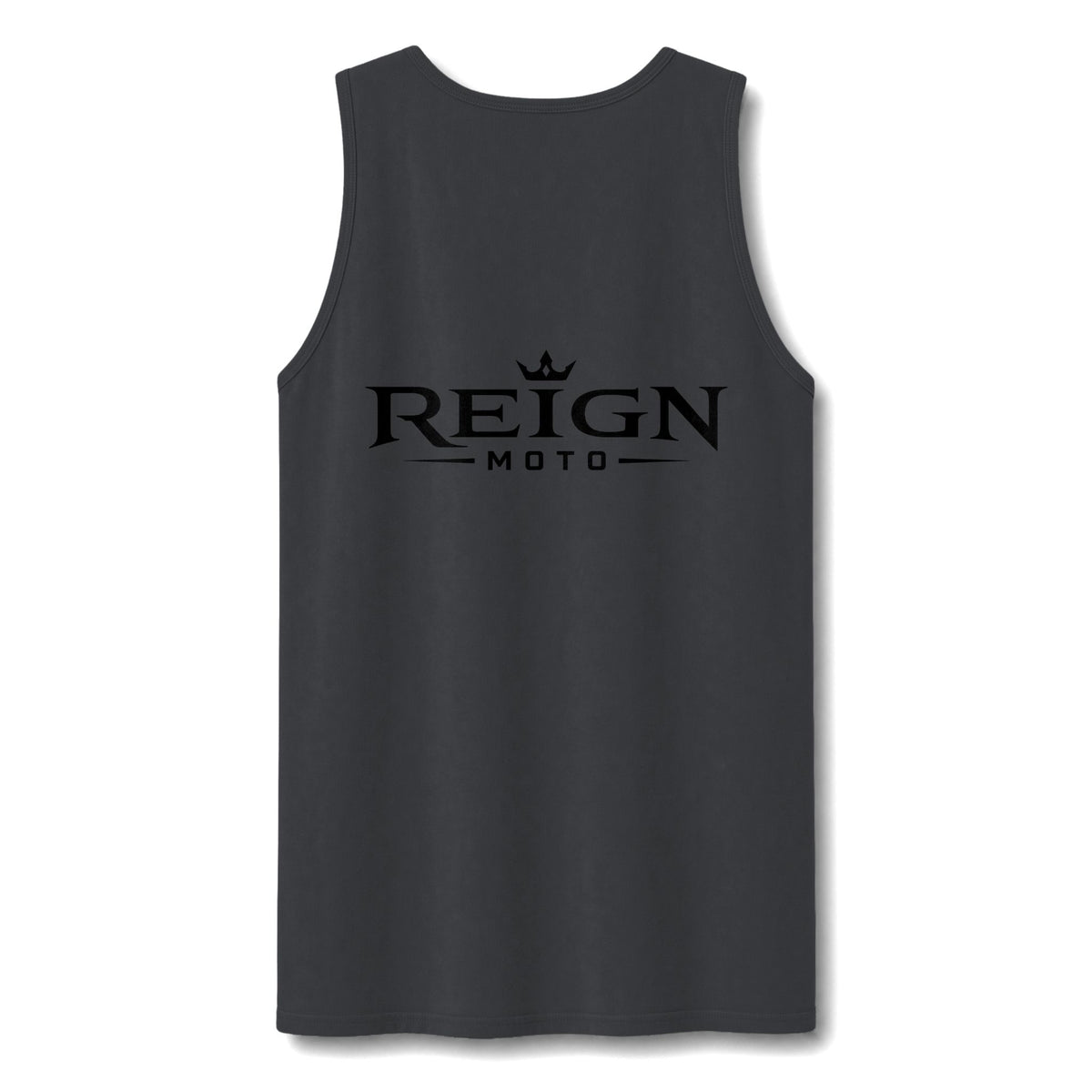 Reign Vintage Crest Tank Top — Distressed Logo Garment-Dyed Muscle Shirt