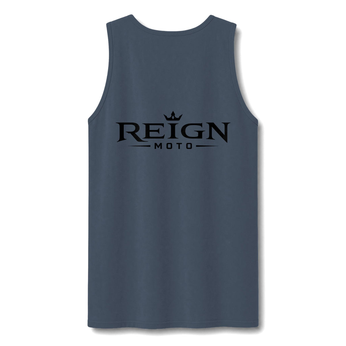 Reign Vintage Crest Tank Top — Distressed Logo Garment-Dyed Muscle Shirt