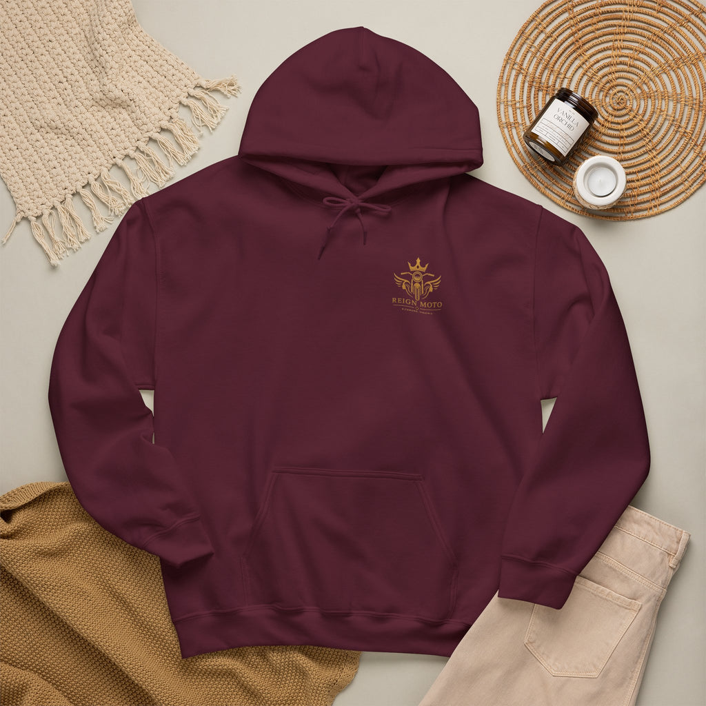 Reign Moto Logo Hoodie — Gold Crest Motorcycle Hoodie