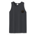Reign Vintage Crest Tank Top — Distressed Logo Garment-Dyed Muscle Shirt