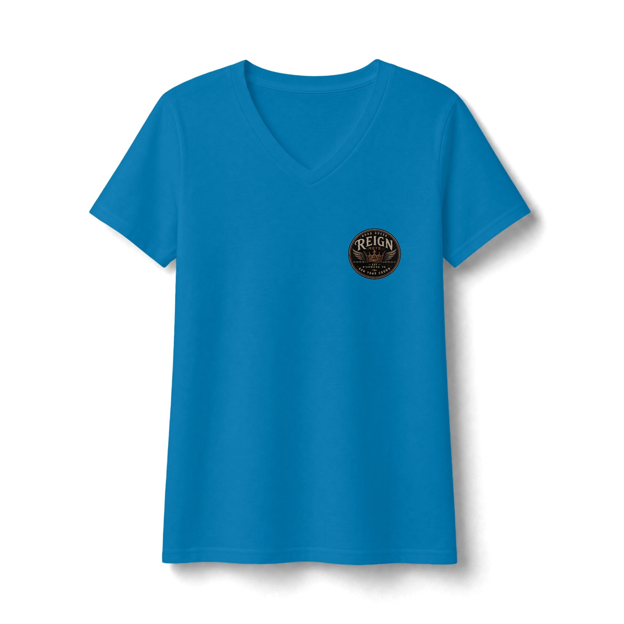 Reign Vintage Seal V-Neck Tee — Women's Inspirational Graphic Shirt