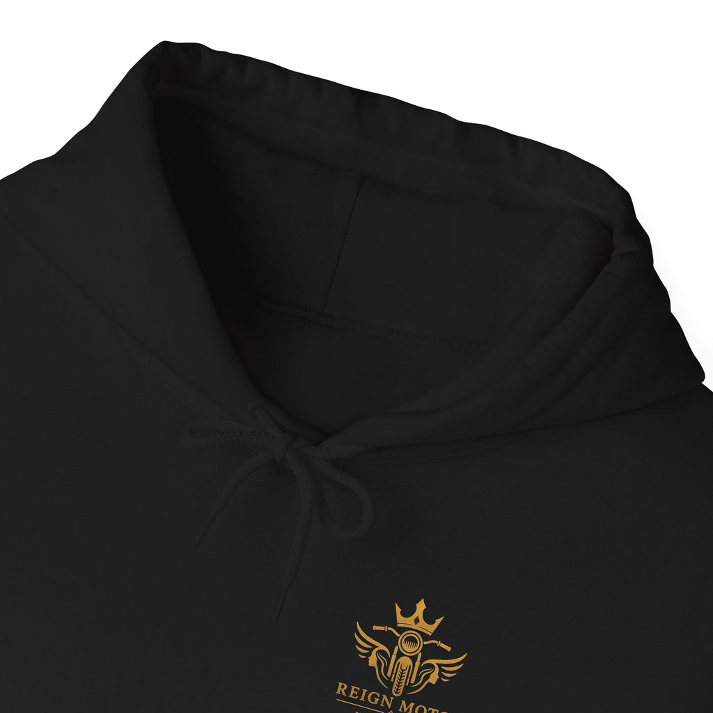 Reign Moto Logo Hoodie — Gold Crest Motorcycle Hoodie