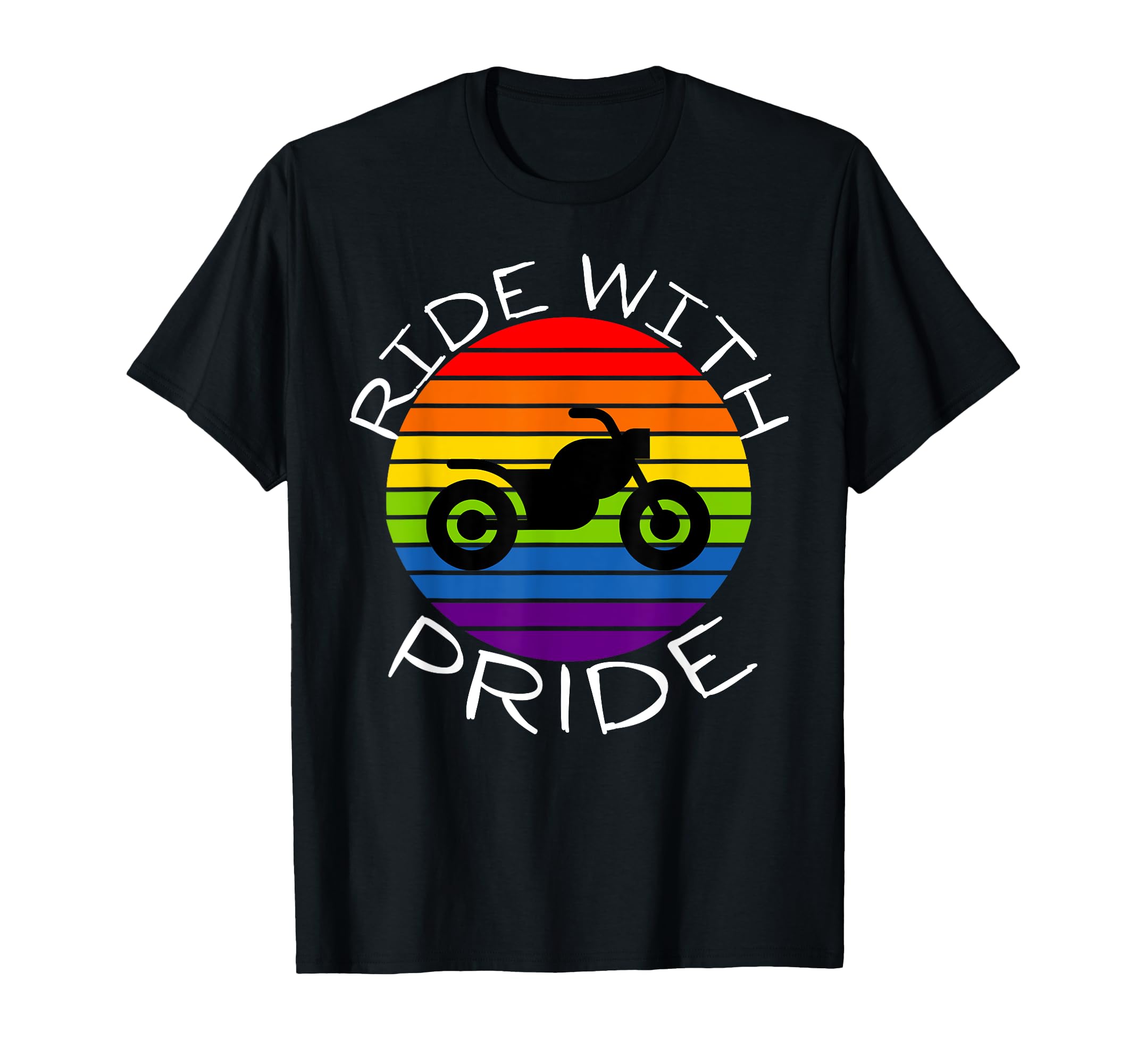 Ride Pride Gay Bikers Lgbt Rainbow T-Shirt