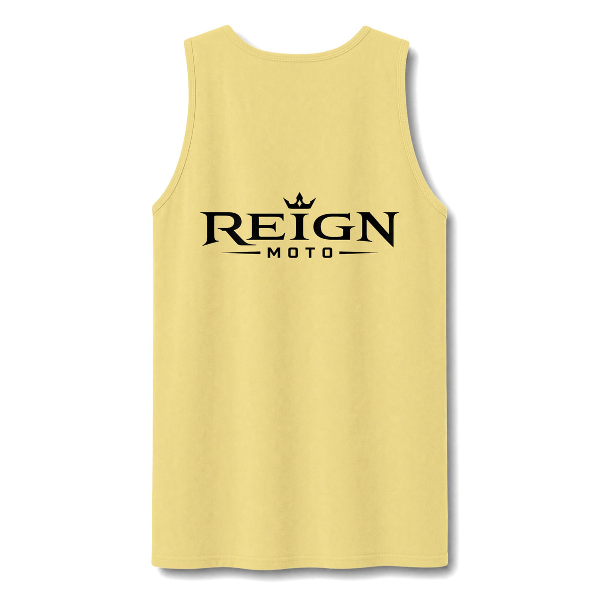 Reign Vintage Crest Tank Top — Distressed Logo Garment-Dyed Muscle Shirt