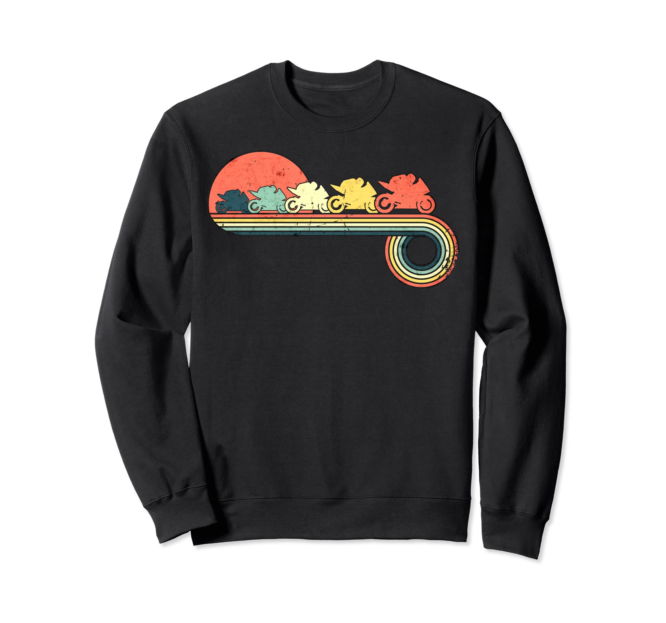 Motorbike Sunset Rainbow Sweatshirt - Unique Graphic Men Women