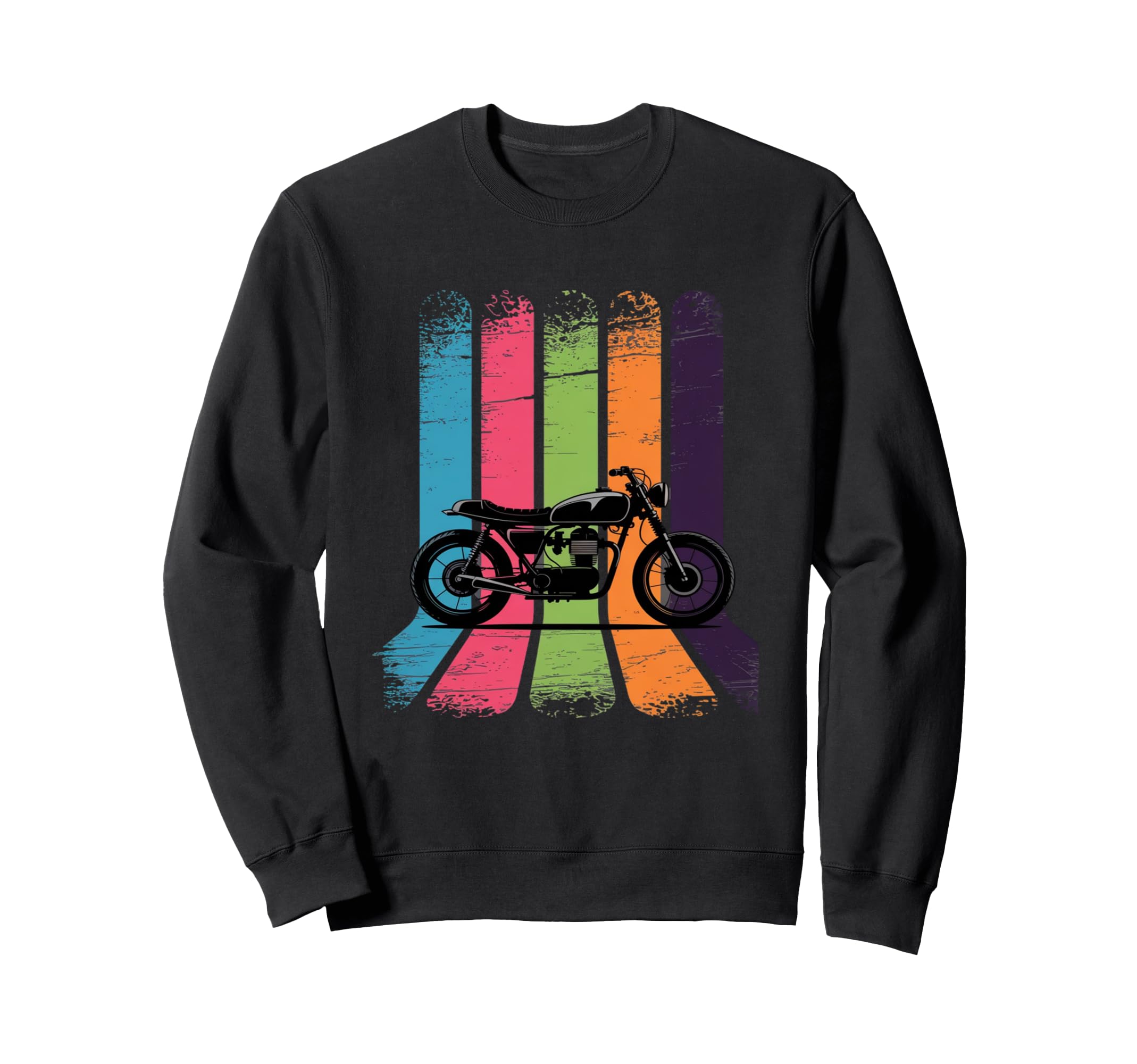 Vibrant Motorcycle Rainbow Stripes Sweatshirt - Novelty Apparel for Adults