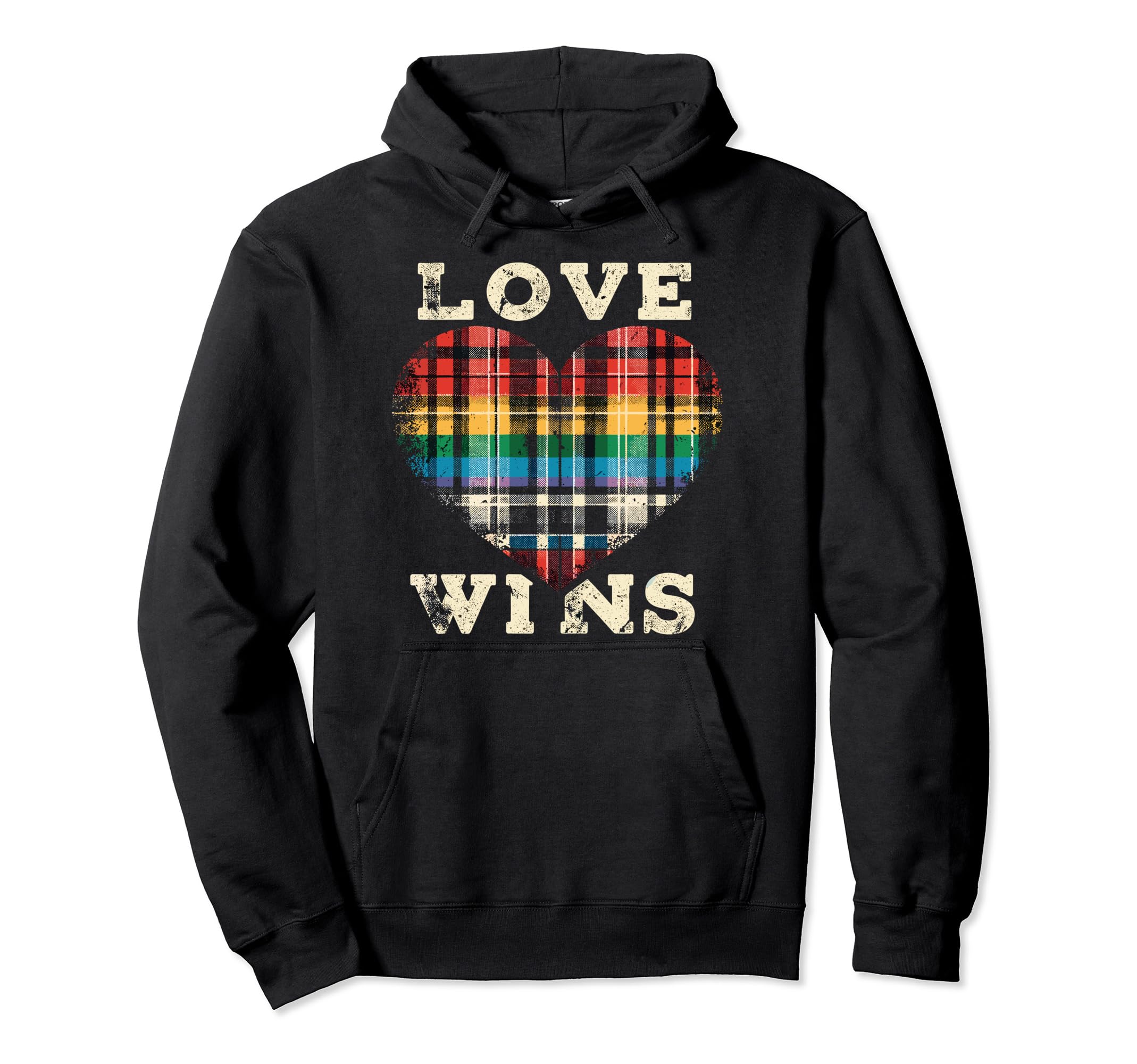 90S Grunge Plaid Heart Love Wins Gay Pride Hoodie