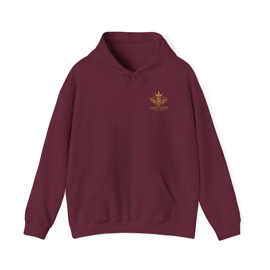 Reign Moto Logo Hoodie — Gold Crest Motorcycle Hoodie