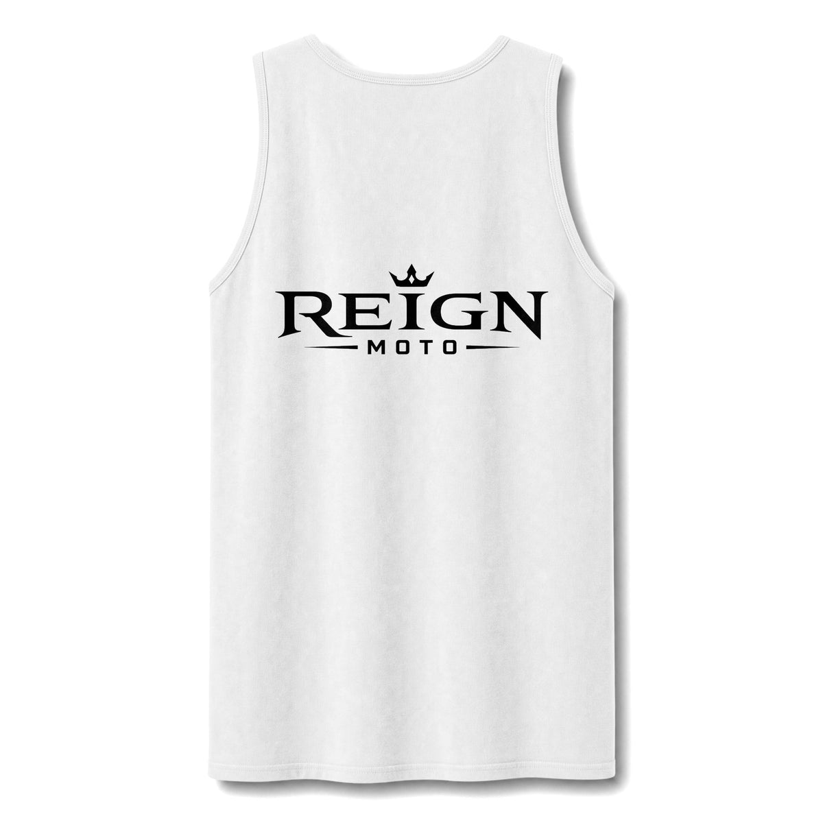 Reign Vintage Crest Tank Top — Distressed Logo Garment-Dyed Muscle Shirt