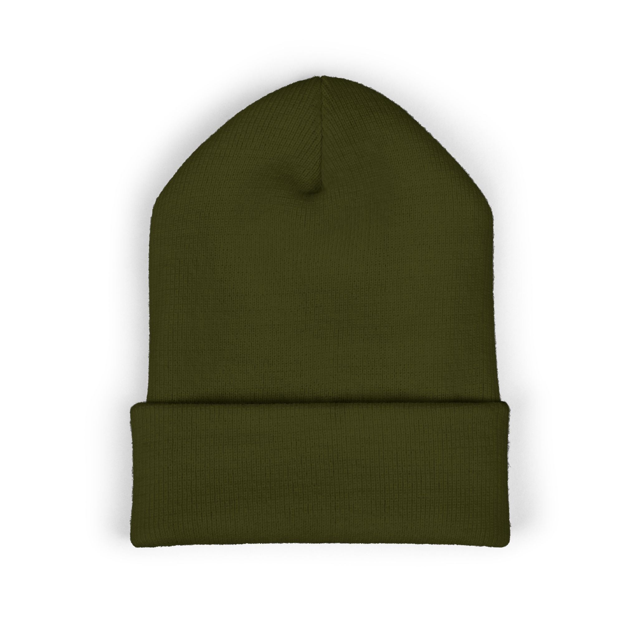 Embroidered "Reign" Cuffed Beanie — Gold Logo Knit Hat