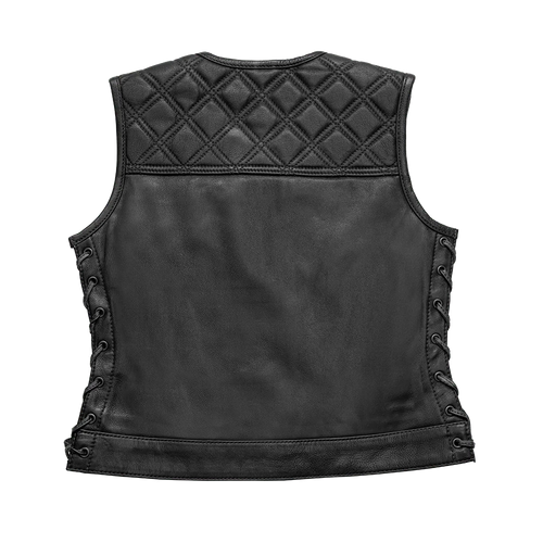 Bonnie - Women's Motorcycle Leather Vest - Diamond Quilt