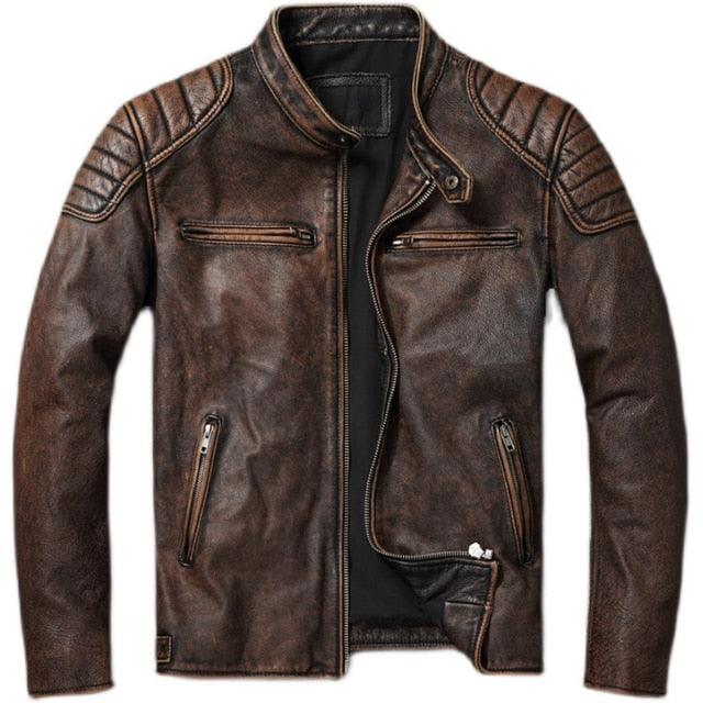 Vintage Genuine Leather Motorcycle Jacket