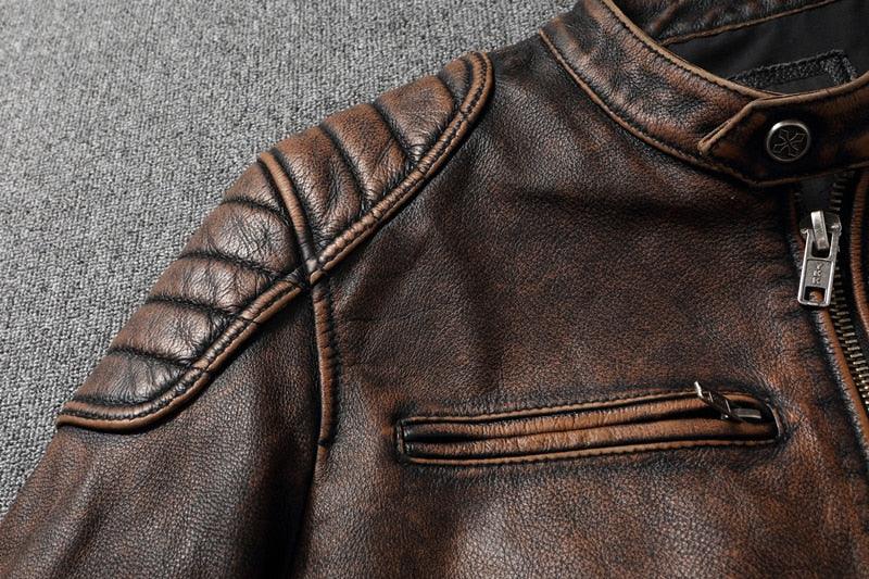 Vintage Genuine Leather Motorcycle Jacket