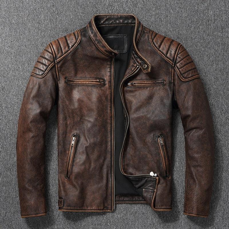 Vintage Genuine Leather Motorcycle Jacket
